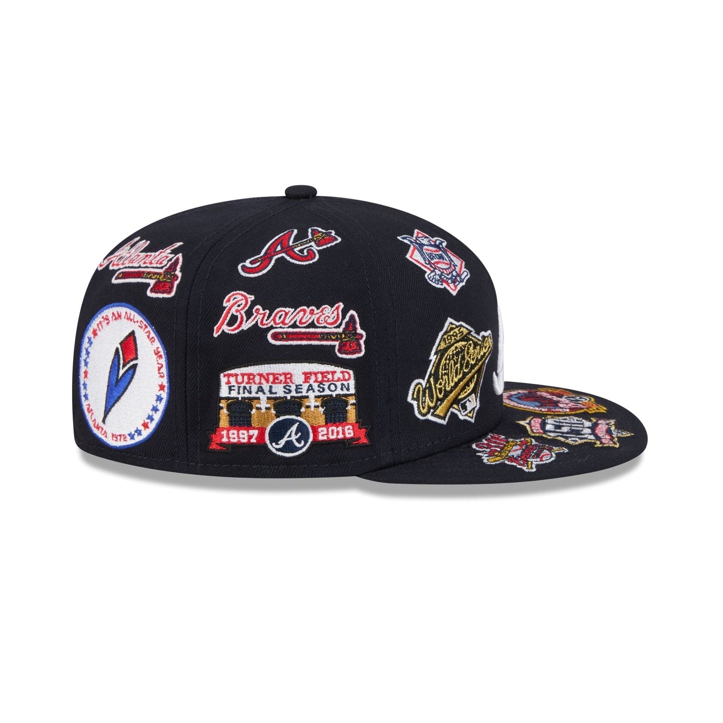 Atlanta Braves MLB All Over Patch 59FIFTY Fitted New Era Official Team Hat Sports Fan Cap
