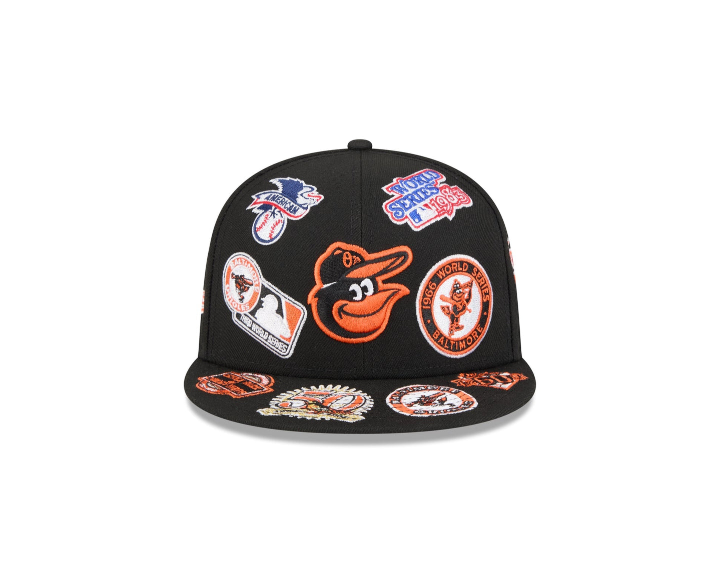 Baltimore Orioles MLB All Over Patch 59FIFTY Fitted New Era Official Team Hat Sports Fan Cap