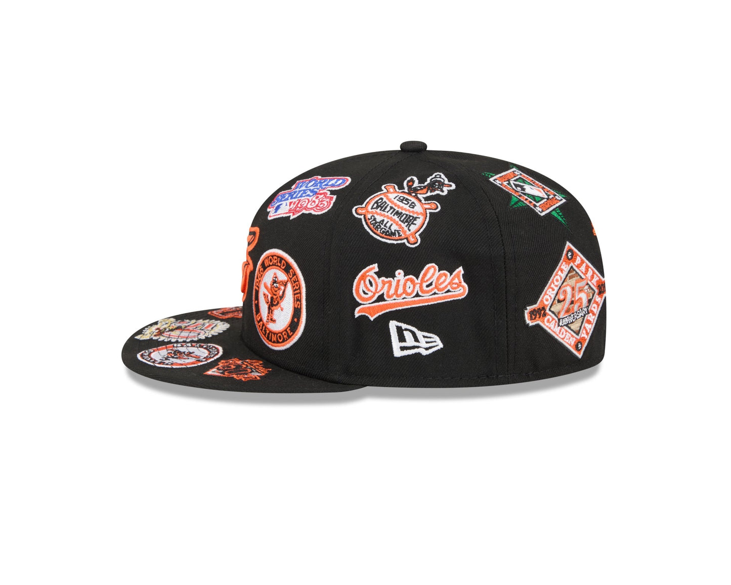 Baltimore Orioles MLB All Over Patch 59FIFTY Fitted New Era Official Team Hat Sports Fan Cap
