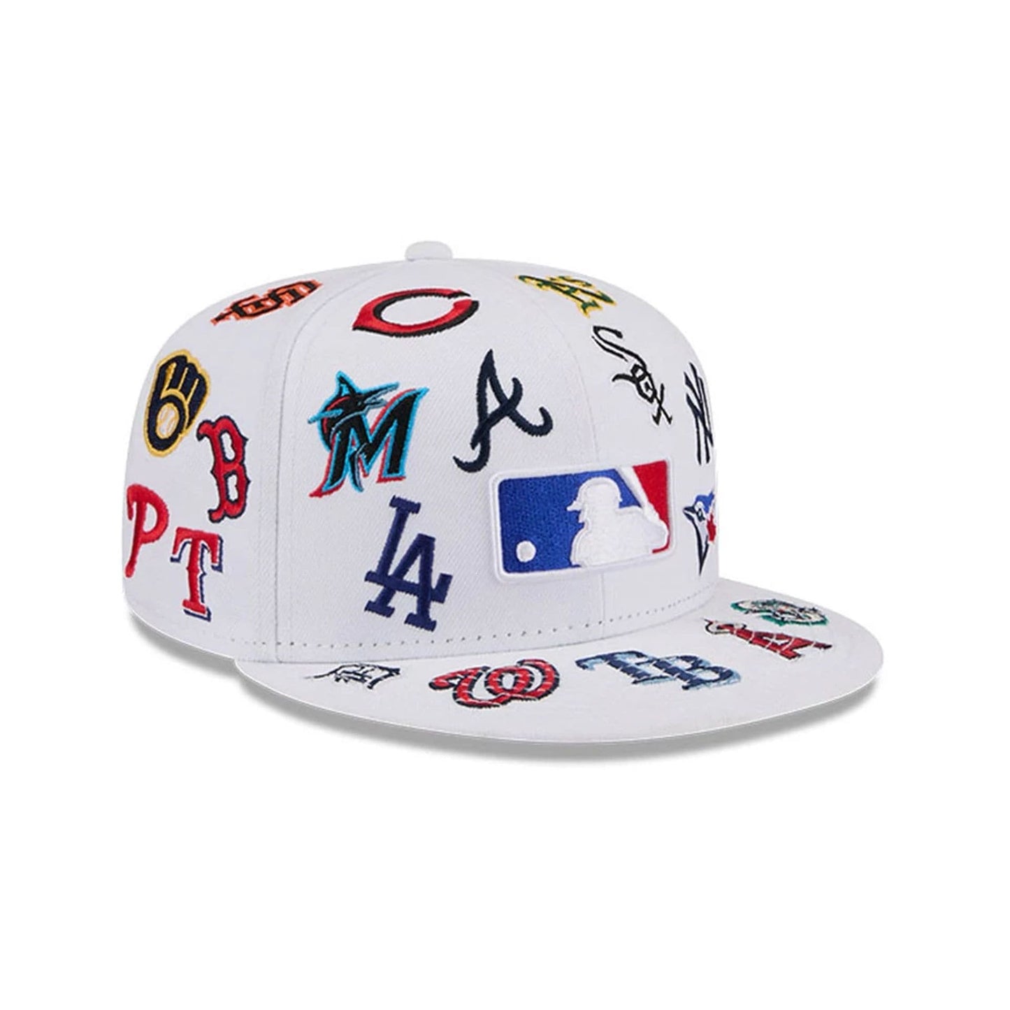 MLB All Over Patch 59FIFTY Fitted New Era White Official Team Hat Sports Fan Cap
