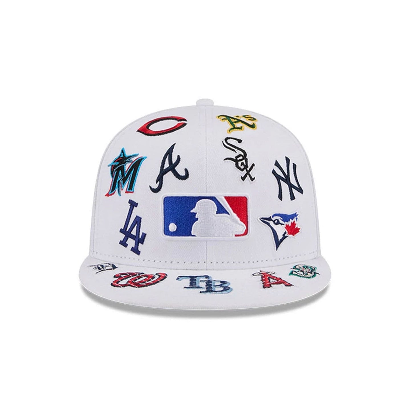 MLB All Over Patch 59FIFTY Fitted New Era White Official Team Hat Sports Fan Cap