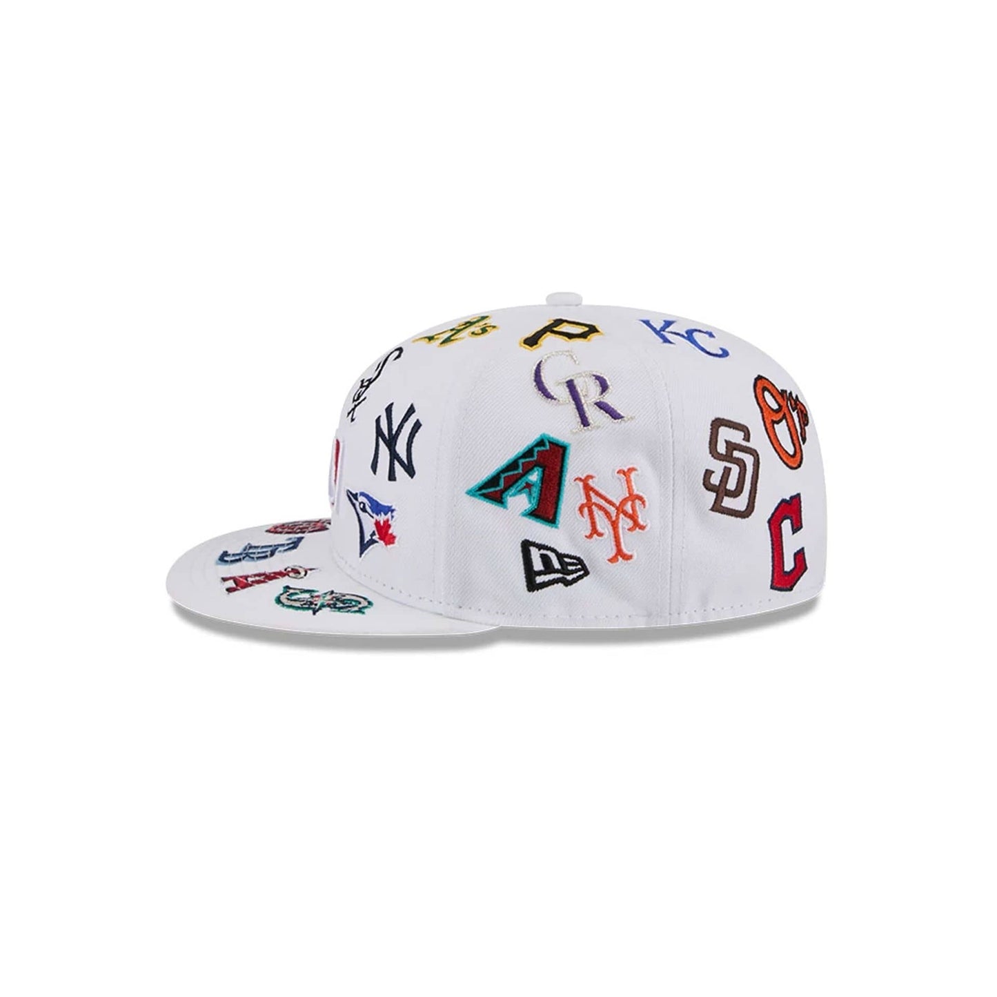 MLB All Over Patch 59FIFTY Fitted New Era White Official Team Hat Sports Fan Cap