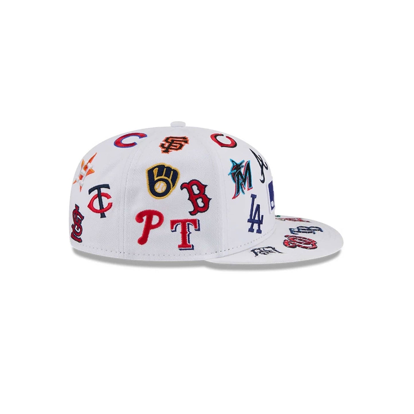 MLB All Over Patch 59FIFTY Fitted New Era White Official Team Hat Sports Fan Cap