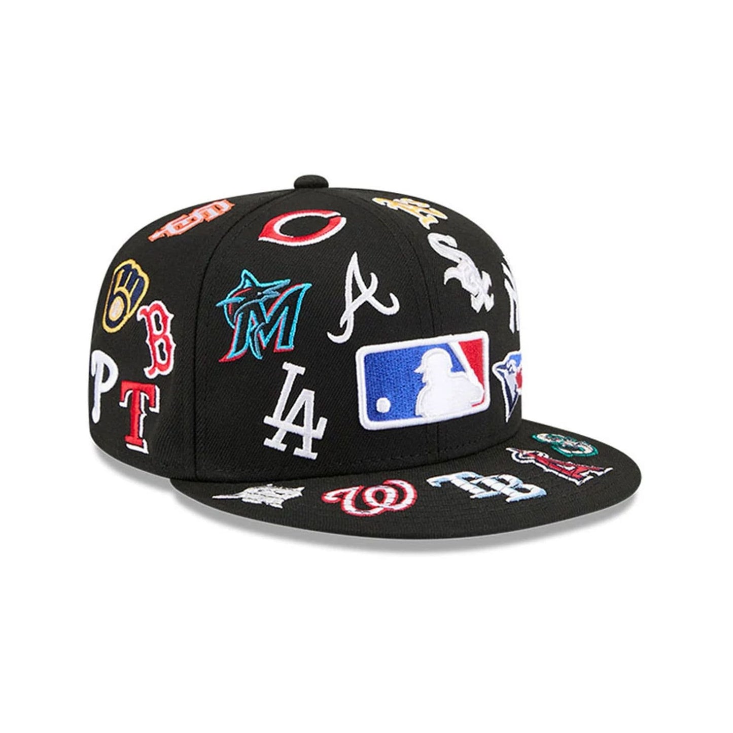 MLB All Over Patch 59FIFTY Fitted New Era Black Official Team Hat Sports Fan Cap