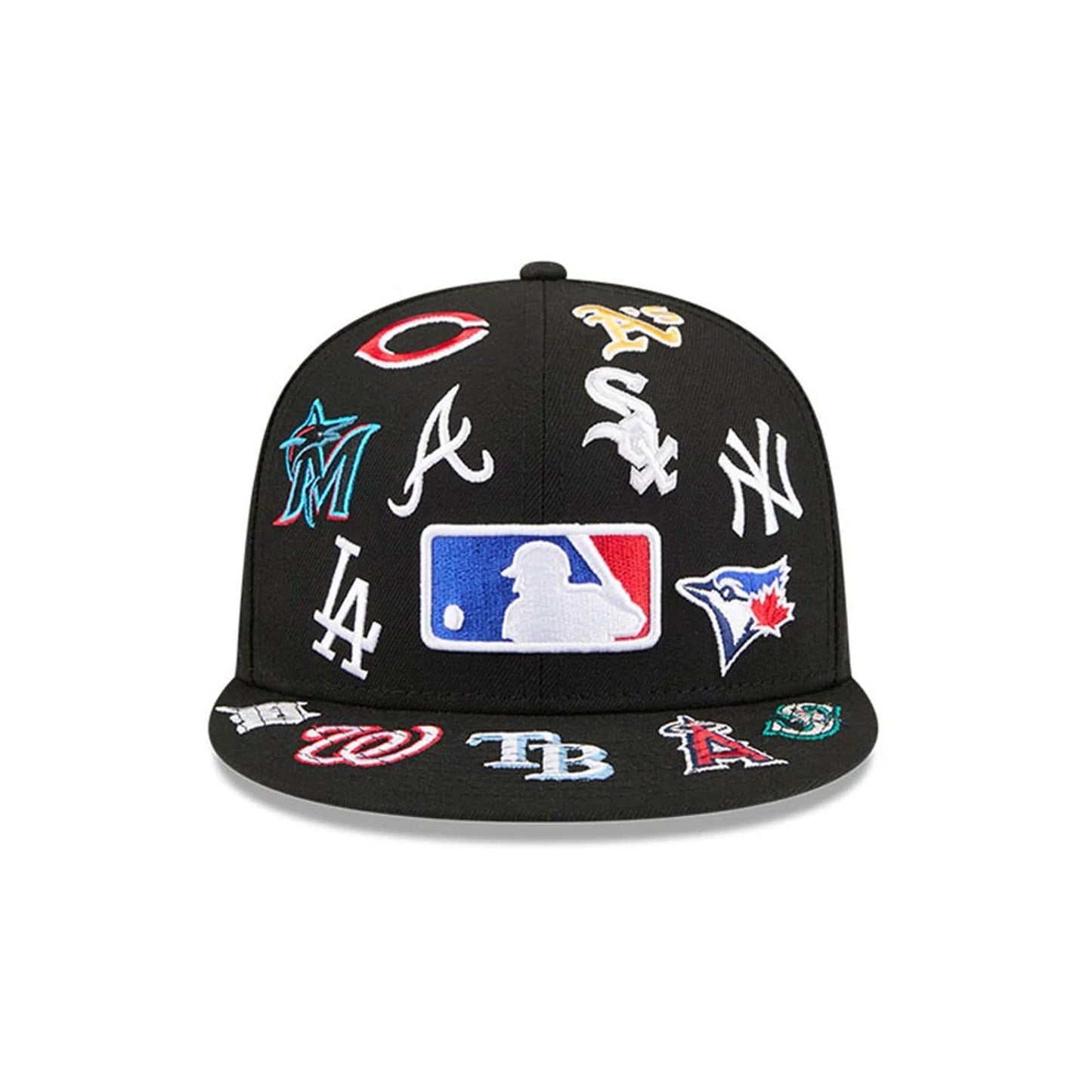 MLB All Over Patch 59FIFTY Fitted New Era Black Official Team Hat Sports Fan Cap