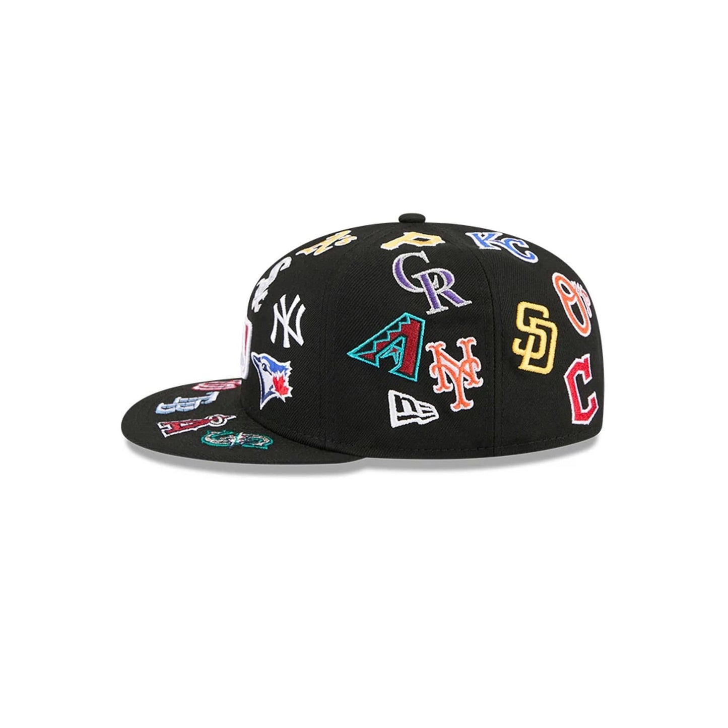 MLB All Over Patch 59FIFTY Fitted New Era Black Official Team Hat Sports Fan Cap