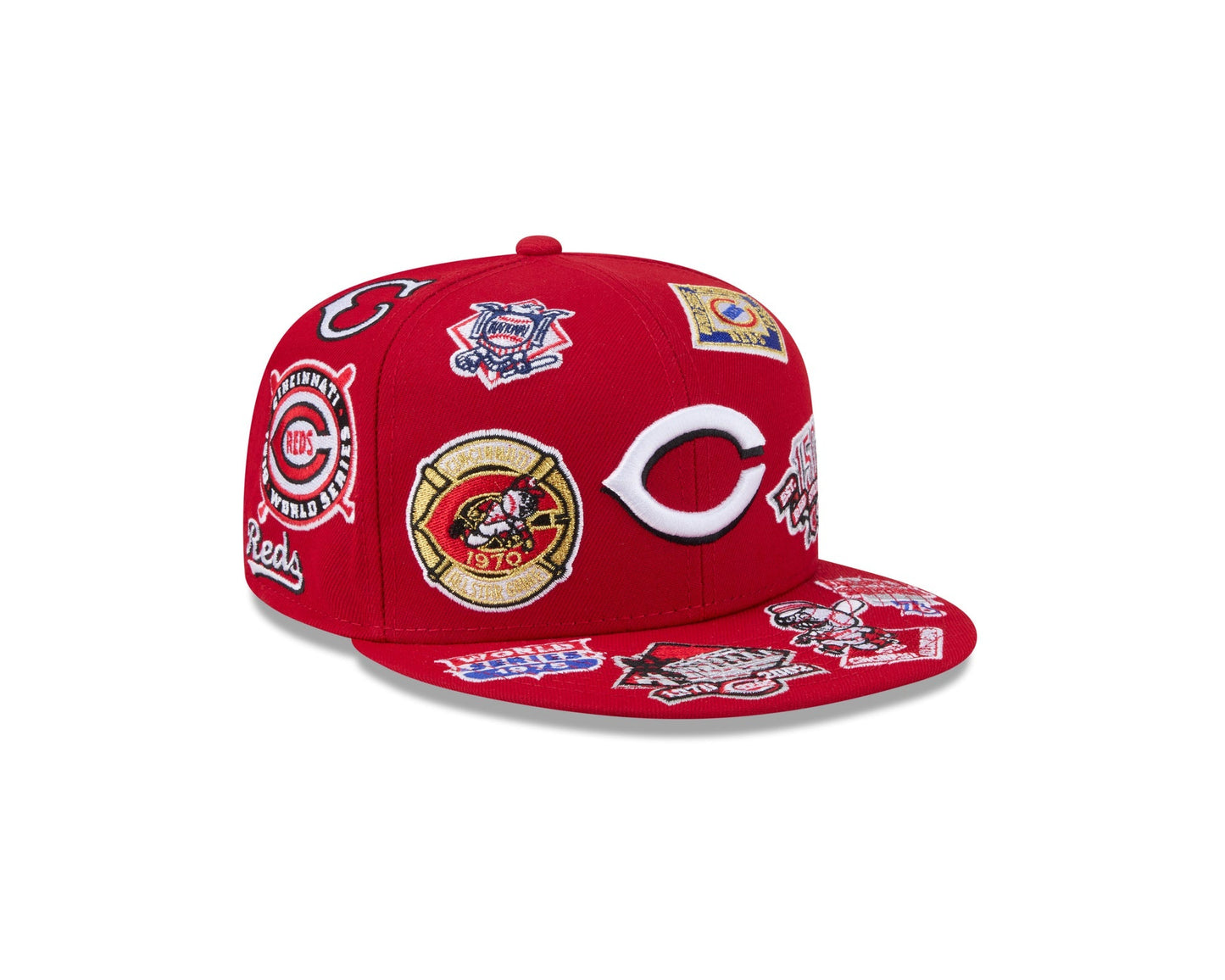 Cincinnati Reds MLB All Over Patch 59FIFTY Fitted New Era Official Team Hat Sports Fan Cap