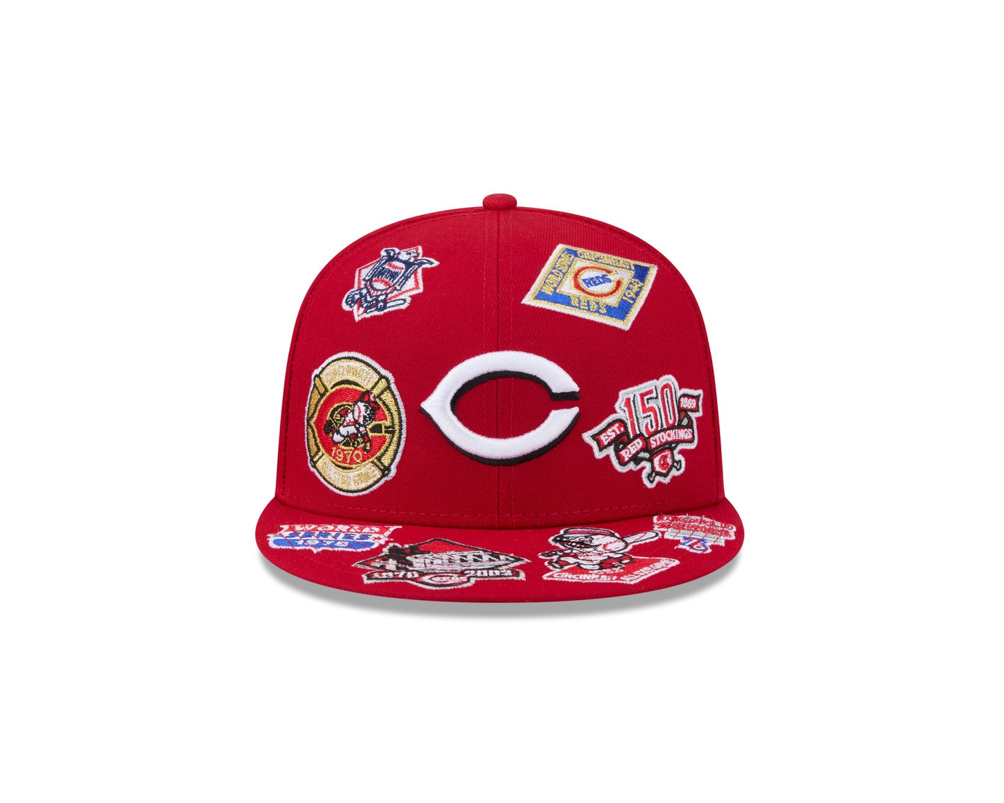 Cincinnati Reds MLB All Over Patch 59FIFTY Fitted New Era Official Team Hat Sports Fan Cap