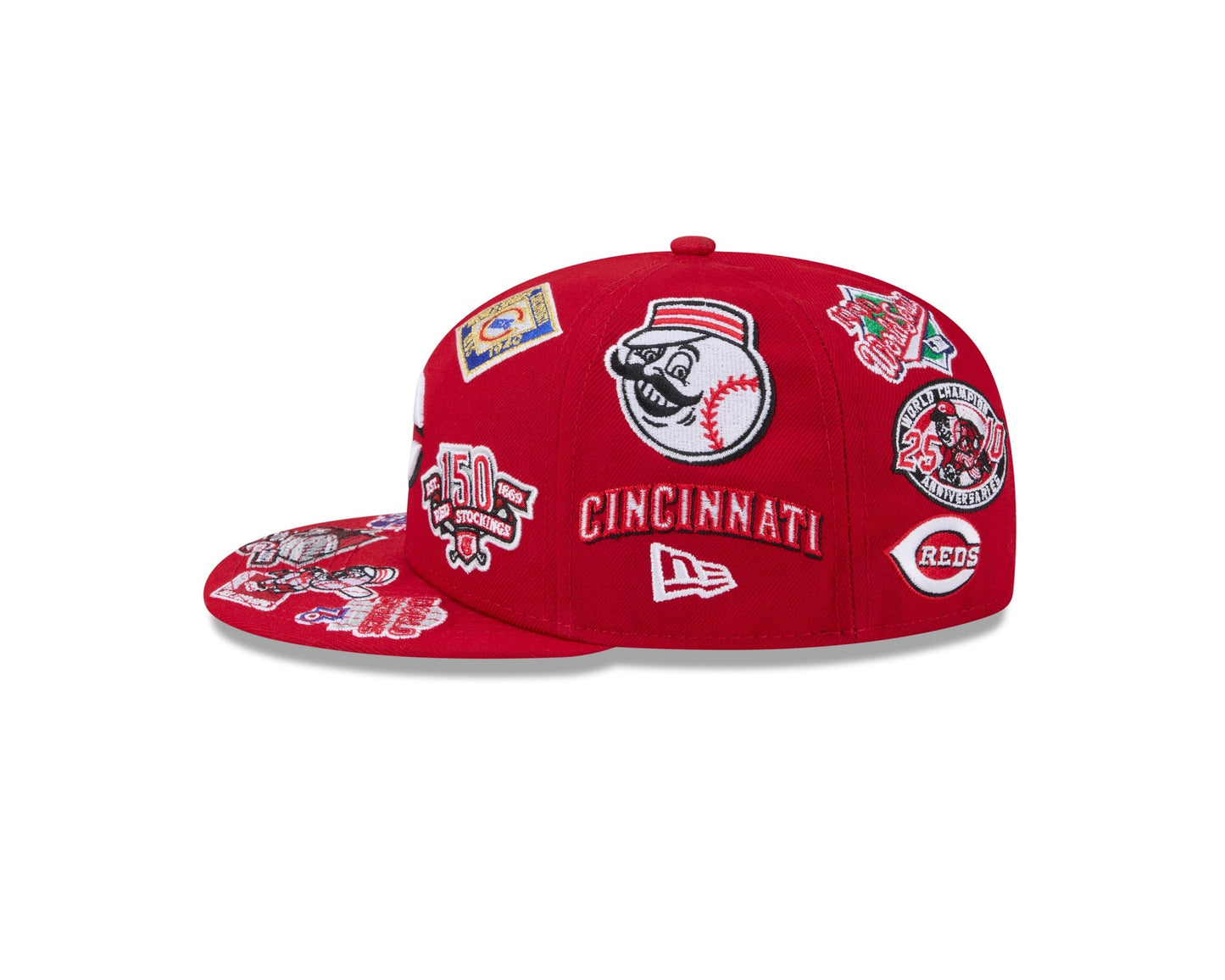 Cincinnati Reds MLB All Over Patch 59FIFTY Fitted New Era Official Team Hat Sports Fan Cap