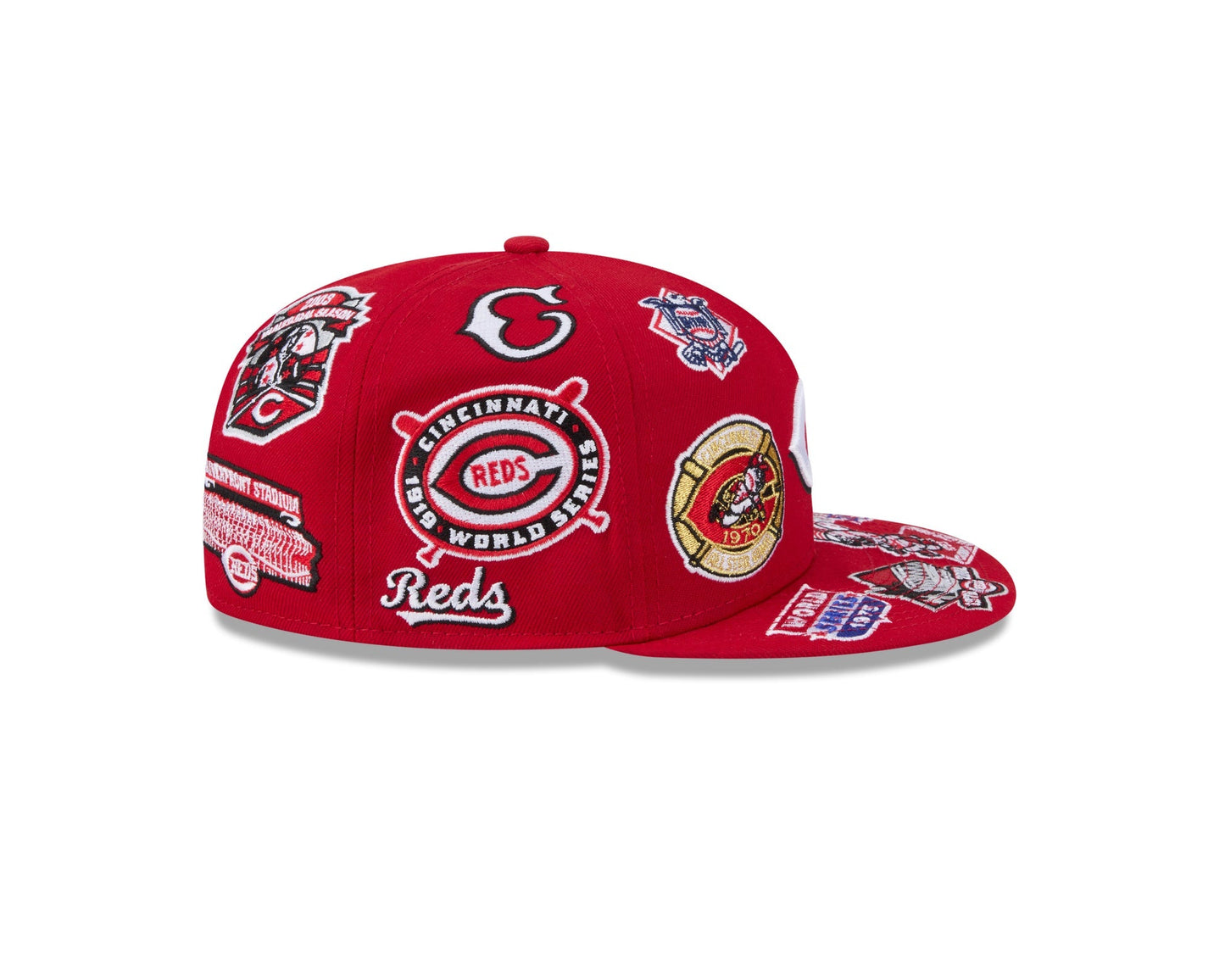 Cincinnati Reds MLB All Over Patch 59FIFTY Fitted New Era Official Team Hat Sports Fan Cap