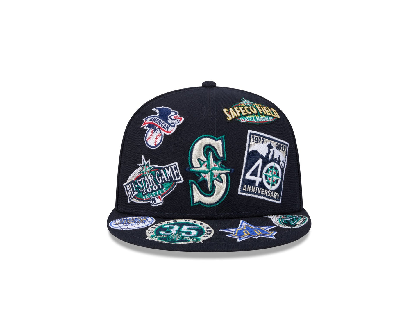 Seattle Mariners MLB All Over Patch 59FIFTY Fitted New Era Official Team Hat Sports Fan Cap