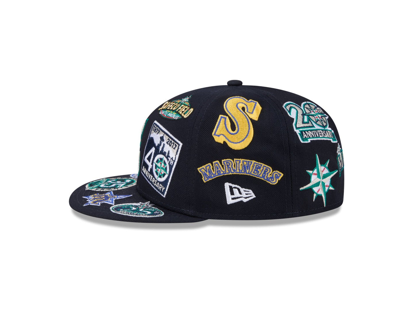 Seattle Mariners MLB All Over Patch 59FIFTY Fitted New Era Official Team Hat Sports Fan Cap