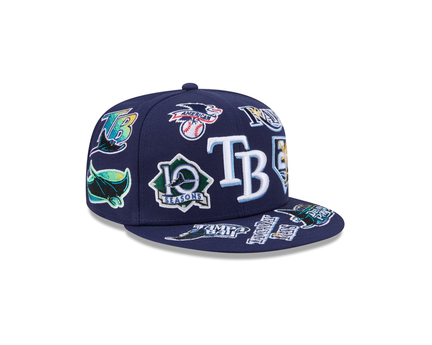 Tampa Bay Rays MLB All Over Patch 59FIFTY Fitted New Era Official Team Hat Sports Fan Cap