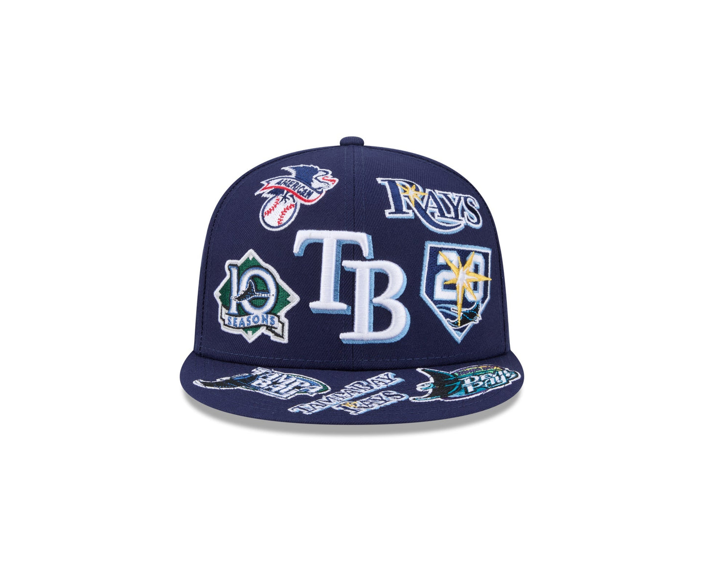 Tampa Bay Rays MLB All Over Patch 59FIFTY Fitted New Era Official Team Hat Sports Fan Cap