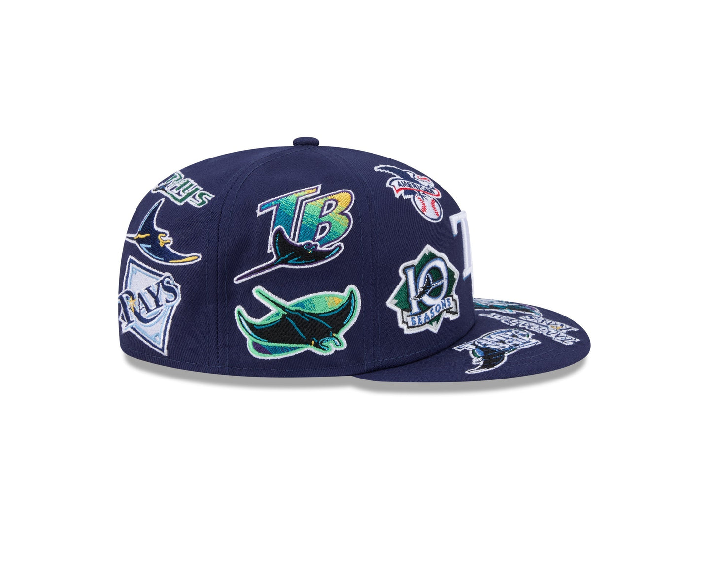 Tampa Bay Rays MLB All Over Patch 59FIFTY Fitted New Era Official Team Hat Sports Fan Cap