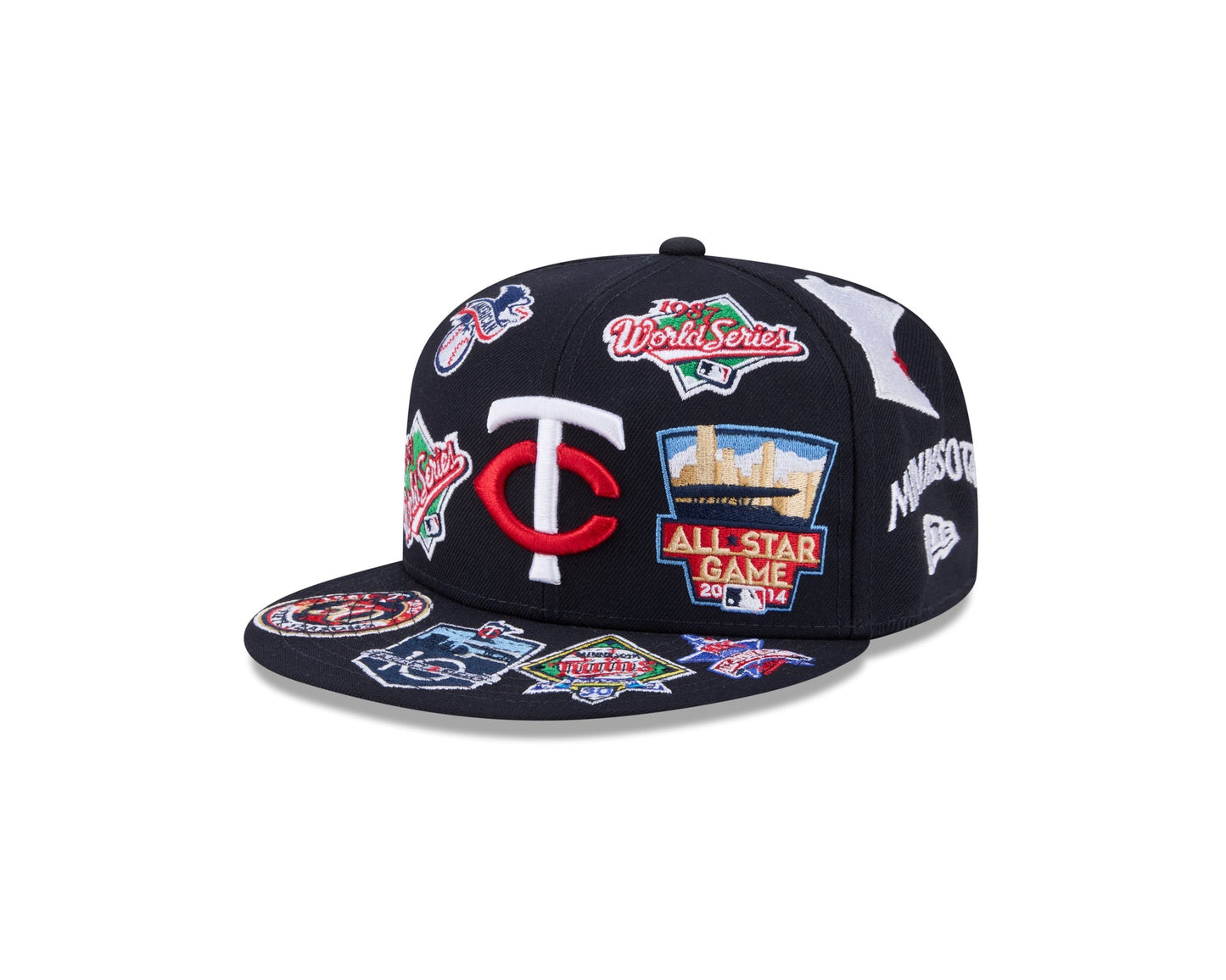 Minnesota Twins MLB All Over Patch 59FIFTY Fitted New Era Official Team Hat Sports Fan Cap