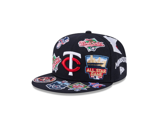 Minnesota Twins MLB All Over Patch 59FIFTY Fitted New Era Official Team Hat Sports Fan Cap