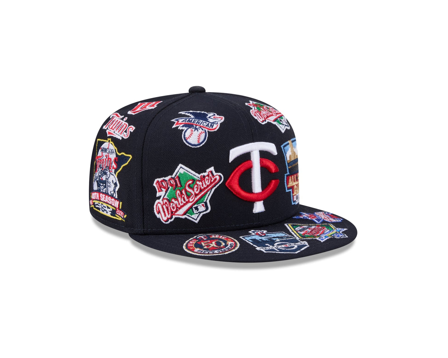 Minnesota Twins MLB All Over Patch 59FIFTY Fitted New Era Official Team Hat Sports Fan Cap