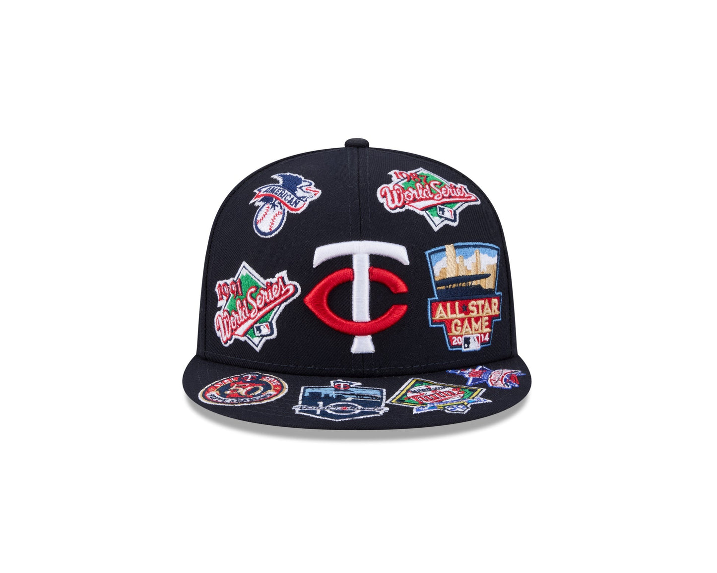 Minnesota Twins MLB All Over Patch 59FIFTY Fitted New Era Official Team Hat Sports Fan Cap