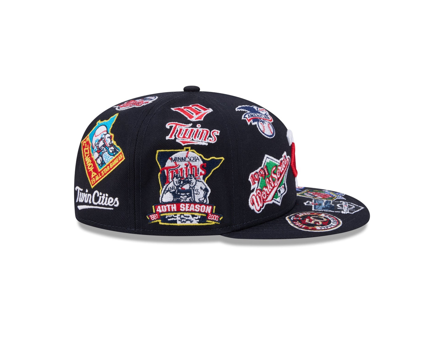 Minnesota Twins MLB All Over Patch 59FIFTY Fitted New Era Official Team Hat Sports Fan Cap