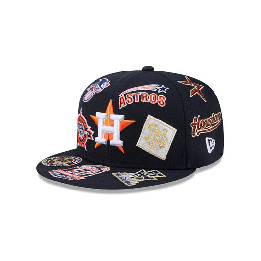 Houston Astros MLB All Over Patch 59FIFTY Fitted New Era Official Team Hat Sports Fan Cap