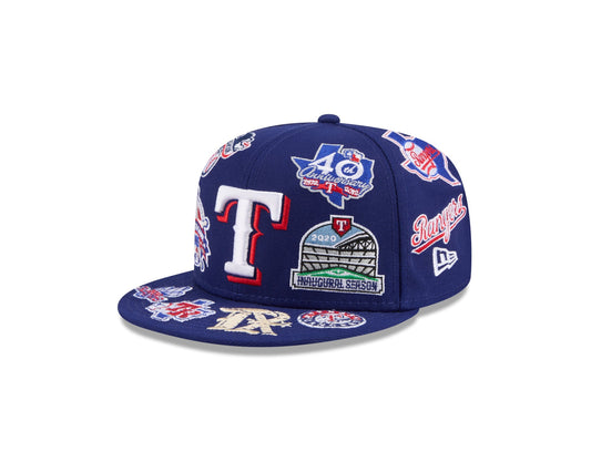Texas Rangers MLB All Over Patch 59FIFTY Fitted New Era Official Team Hat Sports Fan Cap