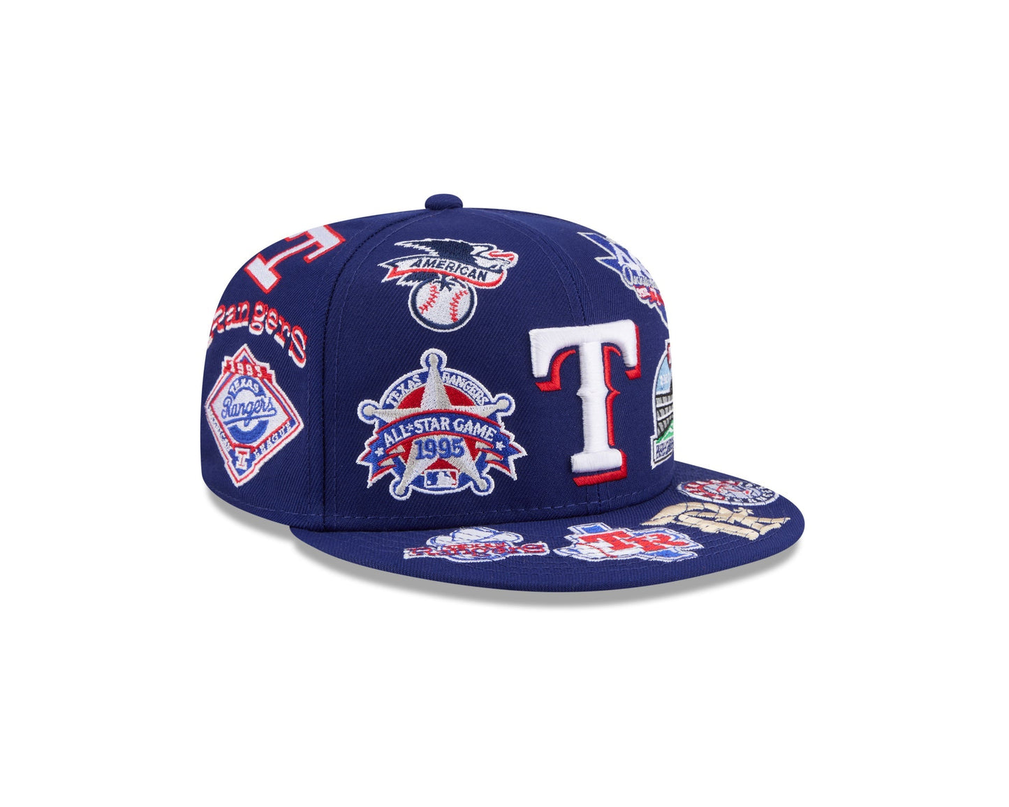 Texas Rangers MLB All Over Patch 59FIFTY Fitted New Era Official Team Hat Sports Fan Cap