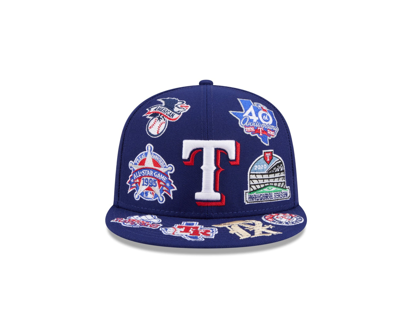 Texas Rangers MLB All Over Patch 59FIFTY Fitted New Era Official Team Hat Sports Fan Cap