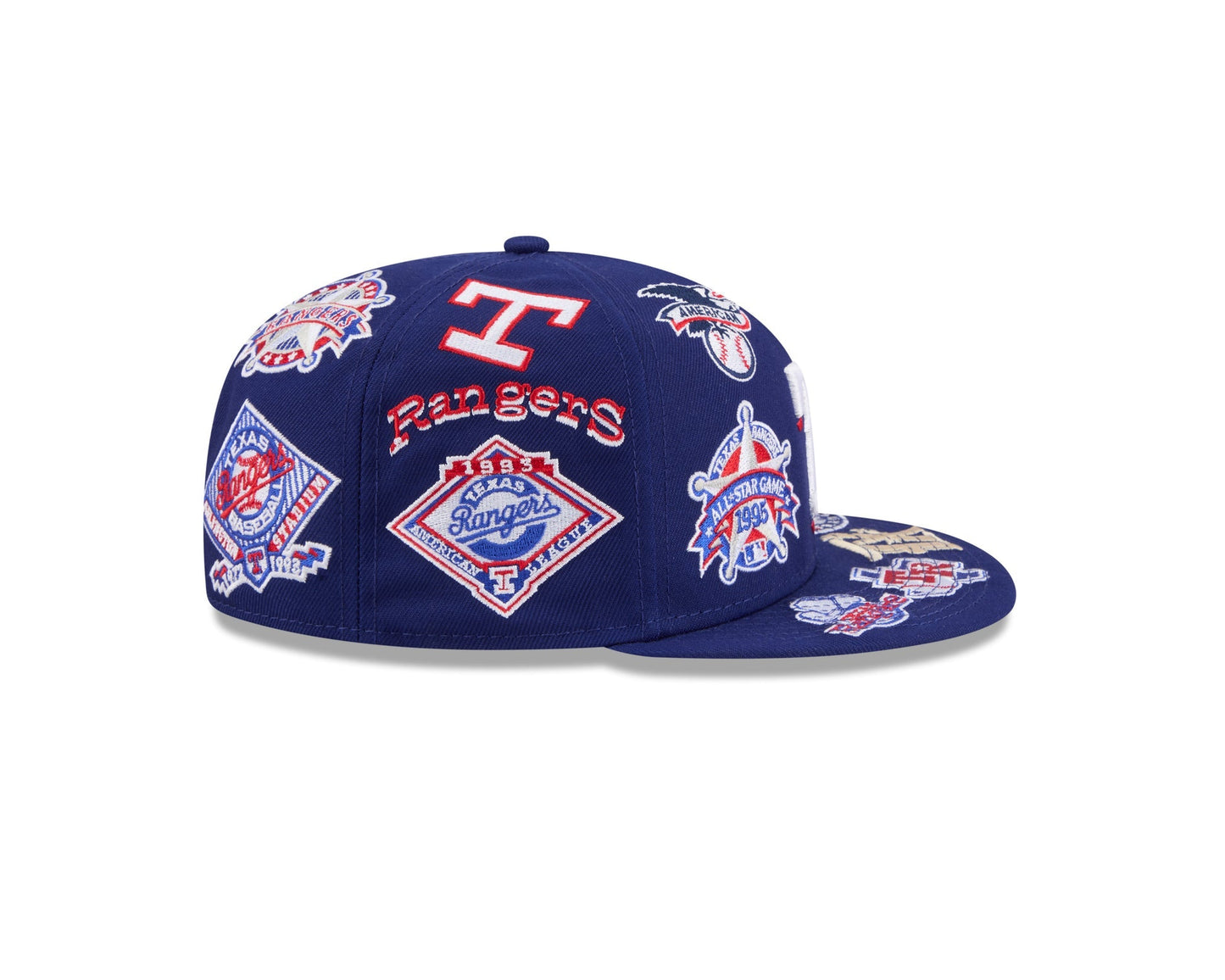 Texas Rangers MLB All Over Patch 59FIFTY Fitted New Era Official Team Hat Sports Fan Cap
