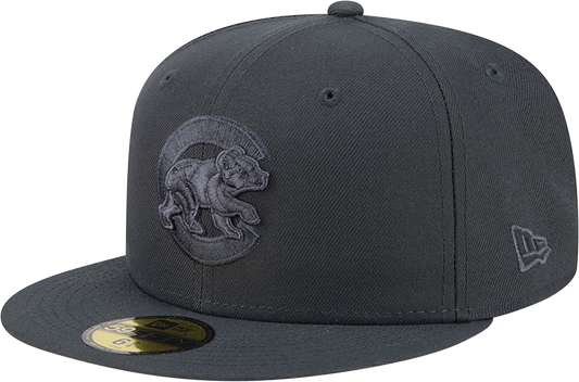 Chicago Cubs Storm Gray Walking Bear Logo 59FIFTY Fitted Cap By New Era Official Team Hat Sports Fan Cap