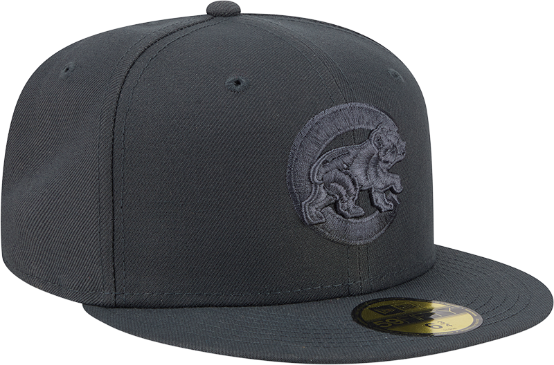 Chicago Cubs Storm Gray Walking Bear Logo 59FIFTY Fitted Cap By New Era Official Team Hat Sports Fan Cap