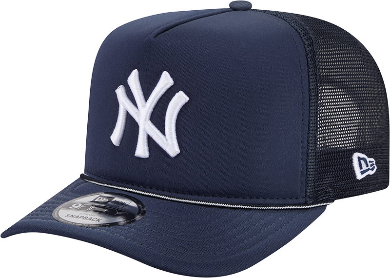 New York Yankees New Era Navy Worn A-Frame 9FIFTY Trucker Snapback Hat Official Team Hat Sports Fan Cap