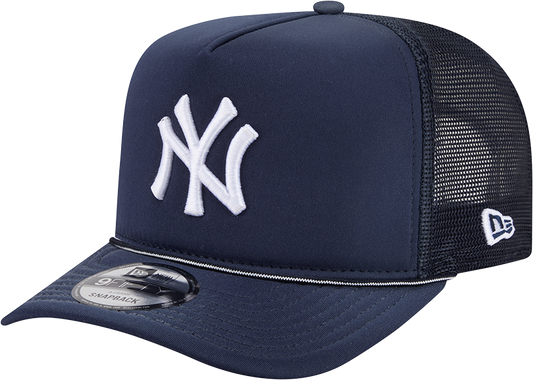 New York Yankees New Era Navy Worn A-Frame 9FIFTY Trucker Snapback Hat Official Team Hat Sports Fan Cap