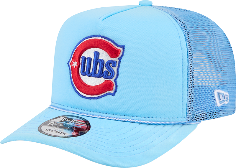 Chicago Cubs New Era Blue Worn A-Frame 9FIFTY Trucker Snapback Hat Official Team Hat Sports Fan Cap