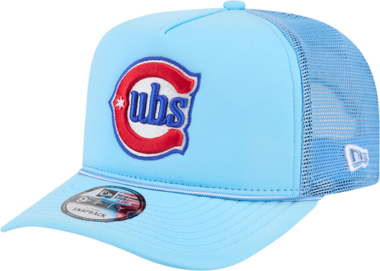 Chicago Cubs New Era Blue Worn A-Frame 9FIFTY Trucker Snapback Hat Official Team Hat Sports Fan Cap