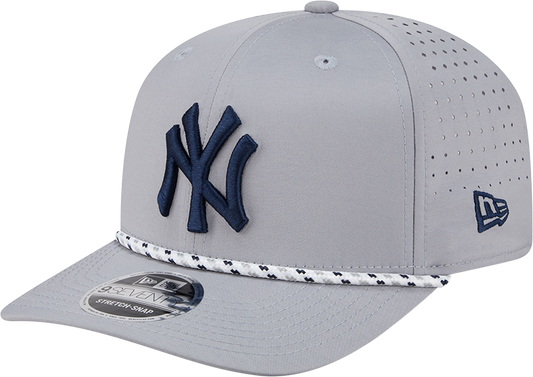 New York Yankees Grey Sport Rope 9SEVENTY Stretch Snap Adjustable Hat Official Team Hat Sports Fan Cap