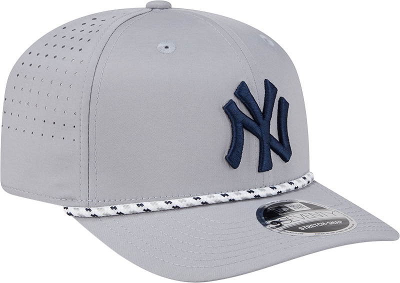 New York Yankees Grey Sport Rope 9SEVENTY Stretch Snap Adjustable Hat Official Team Hat Sports Fan Cap