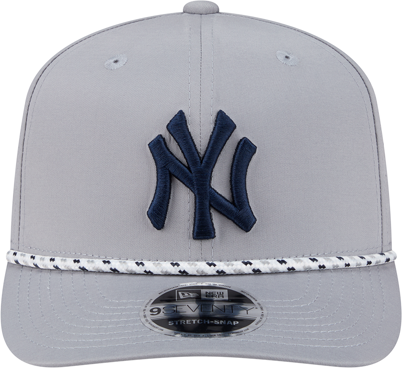 New York Yankees Grey Sport Rope 9SEVENTY Stretch Snap Adjustable Hat Official Team Hat Sports Fan Cap