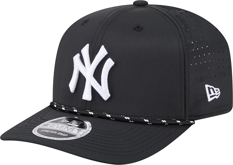 New York Yankees Black Sport Rope 9SEVENTY Stretch Snap Adjustable Hat Official Team Hat Sports Fan Cap
