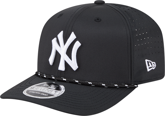 New York Yankees Black Sport Rope 9SEVENTY Stretch Snap Adjustable Hat Official Team Hat Sports Fan Cap