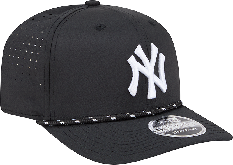 New York Yankees Black Sport Rope 9SEVENTY Stretch Snap Adjustable Hat Official Team Hat Sports Fan Cap