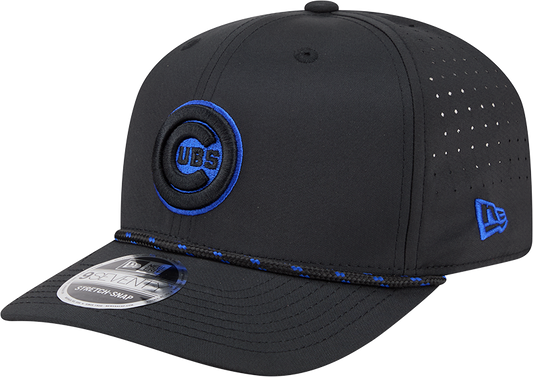 Chicago Cubs New Era Black Bullseye Sport Rope 9SEVENTY Stretch Snap Adjustable Hat Official Team Hat Sports Fan Cap