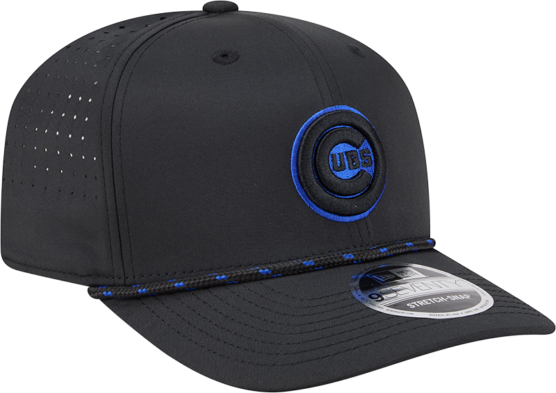 Chicago Cubs New Era Black Bullseye Sport Rope 9SEVENTY Stretch Snap Adjustable Hat Official Team Hat Sports Fan Cap