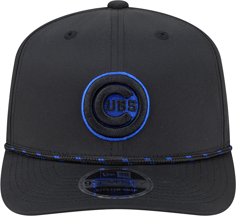 Chicago Cubs New Era Black Bullseye Sport Rope 9SEVENTY Stretch Snap Adjustable Hat Official Team Hat Sports Fan Cap