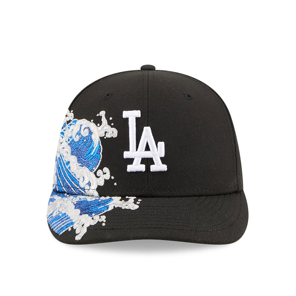 Los Angeles Dodgers MLB Waves 59FIFTY Fitted New Era Black/White Official Team Hat Sports Fan Cap