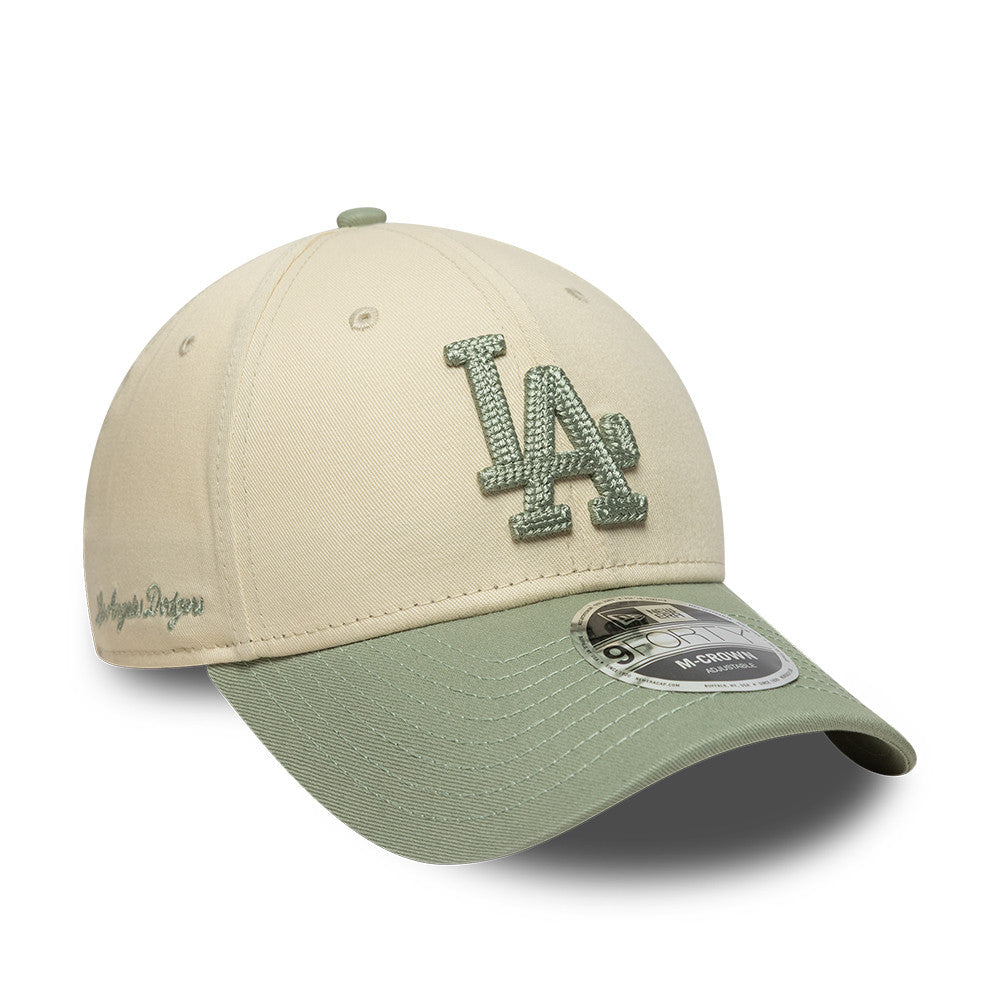 Los Angeles Dodgers MLB 9FORTY M-Crown New Era Cream/Green Official Team Hat Sports Fan Cap