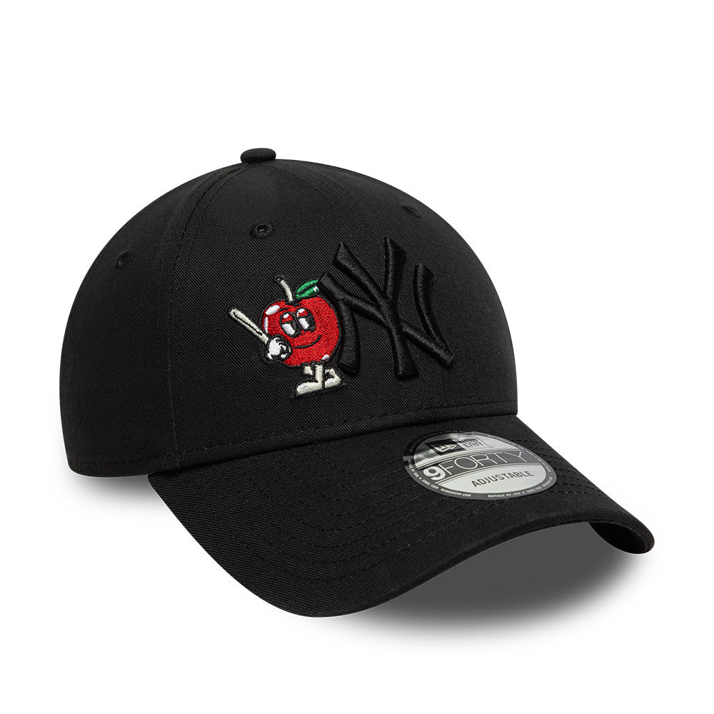 New York Yankees MLB Apple Icon 9Forty Strapback Black Official Team Hat Sports Fan Cap