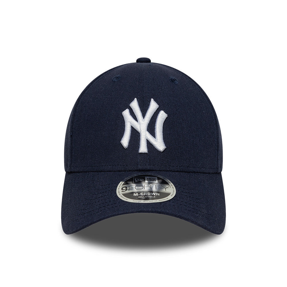 New York Yankees MLB Linnen 9FORTY M Crown Snapback New Era Navy Official Team Hat Sports Fan Cap
