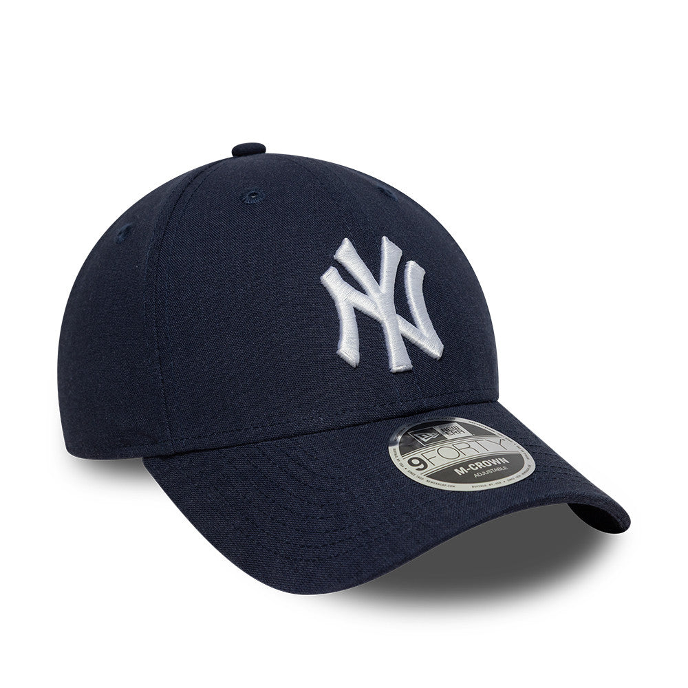 New York Yankees MLB Linnen 9FORTY M Crown Snapback New Era Navy Official Team Hat Sports Fan Cap