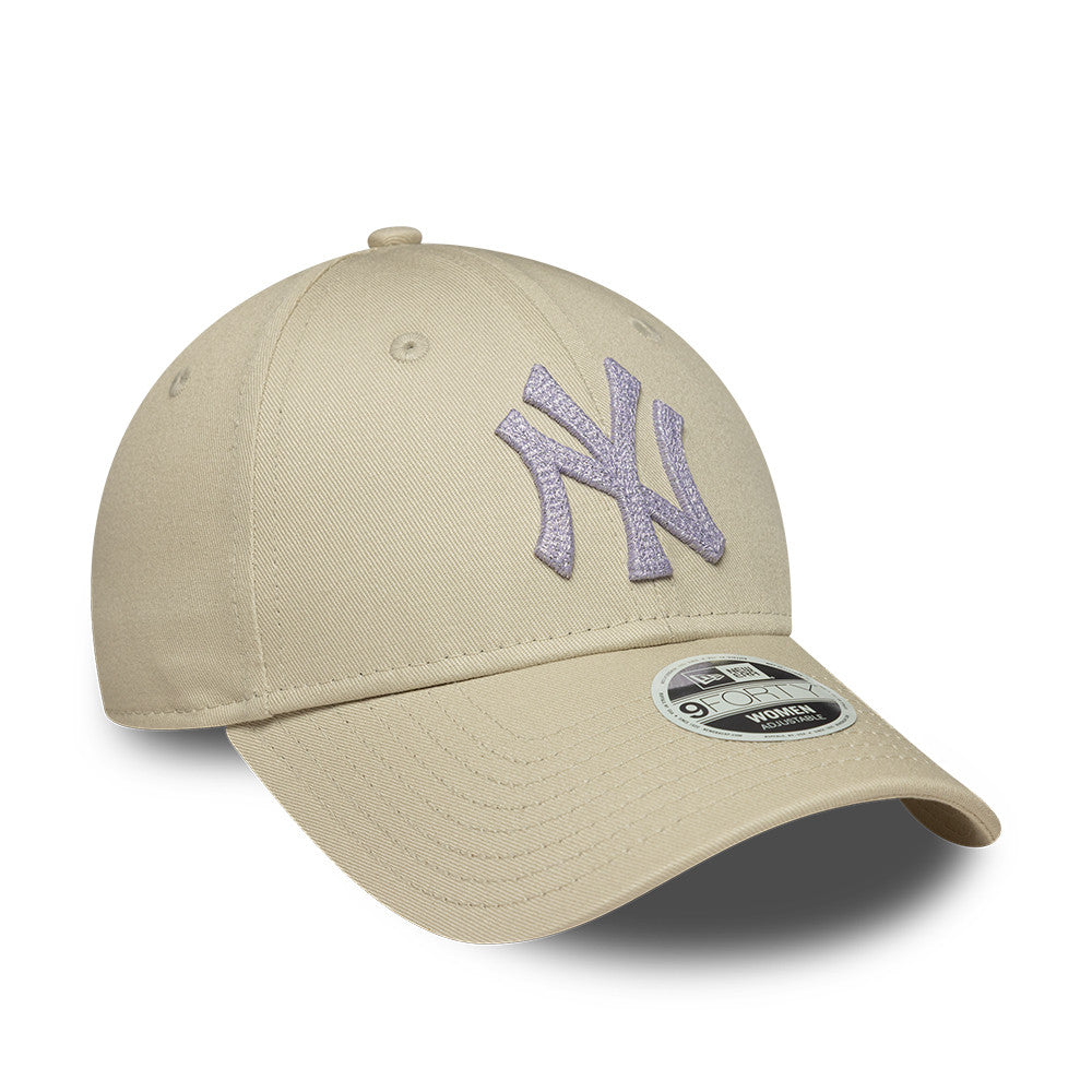 New York Yankees MLB Womens Metallic 9Forty Strapback Beige/Purple Official Team Hat Sports Fan Cap